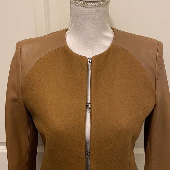 Neil Barrett Camel Brown Leather & Wool-blend Blazer - Picture 6 of 16